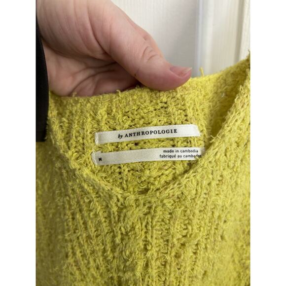 Anthropologie Chartreuse Pointelle Crochet Knit Tank Size Medium Festival Boho - Picture 4 of 9